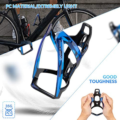 ROCKBROS Bike Water Bottle Holder Ultra-Light Bicycle Bottle Cages with Screws Tool, Universal Bike Cup Holder Rack for Road MTB Bikes… - color: Blue-Black, size: Standard