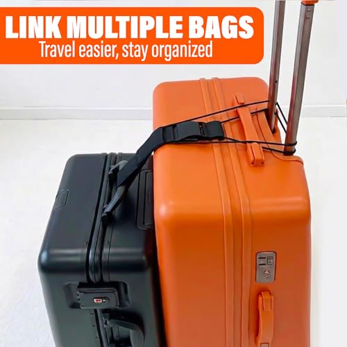 4 Pack Strong Adjustable Luggage Connector Straps, 11''-18" Rainbow Flexible Suitcase Accessories Elastic Fastening Multi-Functional Travel Packing for Securing Stacking Bag, Backpacks (Rainbow+Black)