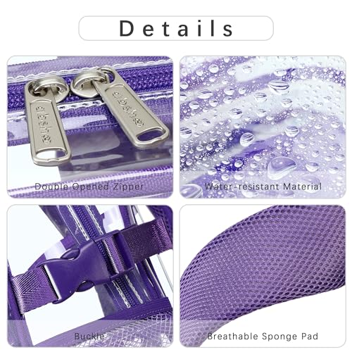 abshoo Large Heavy Duty Clear Backpack For School Bookbag Transparent Multi Pocket Backpacks for Girls (Dark Purple) - color: Dark Purple