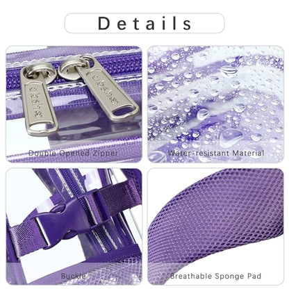 abshoo Large Heavy Duty Clear Backpack For School Bookbag Transparent Multi Pocket Backpacks for Girls (Dark Purple) - color: Dark Purple