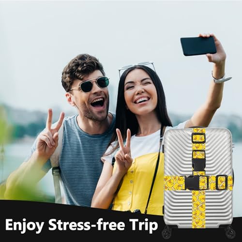 2 Pack Luggage Straps for Suitcases, Adjustable Travel Belt with Double Lock, Bright Colors Travel Packing Straps with Quick Release Buckle Unique Nylon for Sleeping Bag Car Seat (Duck)