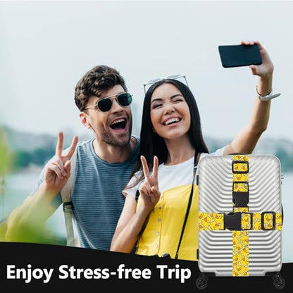 2 Pack Luggage Straps for Suitcases, Adjustable Travel Belt with Double Lock, Bright Colors Travel Packing Straps with Quick Release Buckle Unique Nylon for Sleeping Bag Car Seat (Duck)