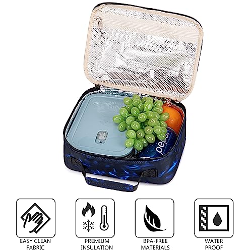 LEDAOU Lunch Box Kids Insulated Lunch Bag Boys Girls Toddler Reusable Lunchbox for School Picnic Hiking - color: Blue Soccer