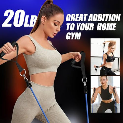 VEICK Resistance Bands, One Single Exercise Bands, Workout Bands Resistance Training for Home Workouts Fitness Pilates - color: Blue(20LBS) + Handles