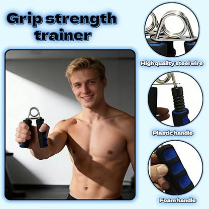 Hand Grip Strengthener Set, Carbon steel wire+thickened foam Hand Exerciser for Wrist Forearm and Finger Strength Training, 2 Pack - color: Blue