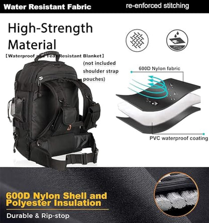 Expandable 40-64L Military Tactical Backpack 3 Day Bag Hiking Gym Sport Camping - color: Black