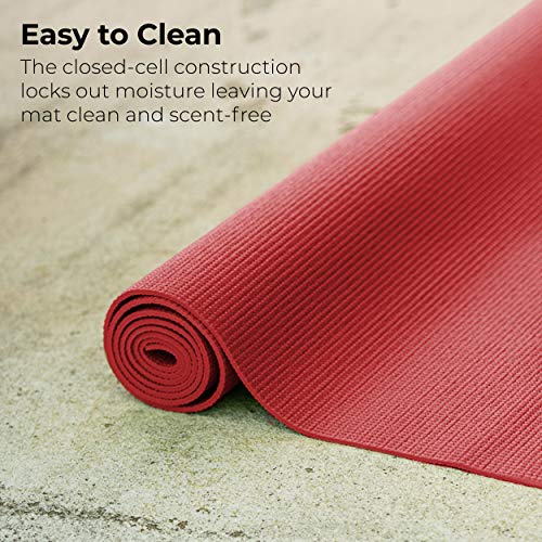 10-Pack Yoga Mat, 68" x 24" Non Slip Exercise Mat, 4mm Thick Gym Mat for Fitness and Stretching, Bulk Non Toxic Yoga Mats for Schools and Studios - color: Red