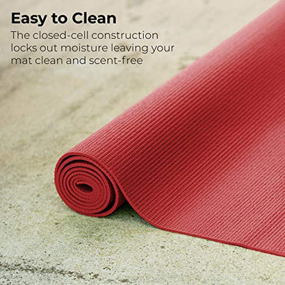 10-Pack Yoga Mat, 68" x 24" Non Slip Exercise Mat, 4mm Thick Gym Mat for Fitness and Stretching, Bulk Non Toxic Yoga Mats for Schools and Studios - color: Red
