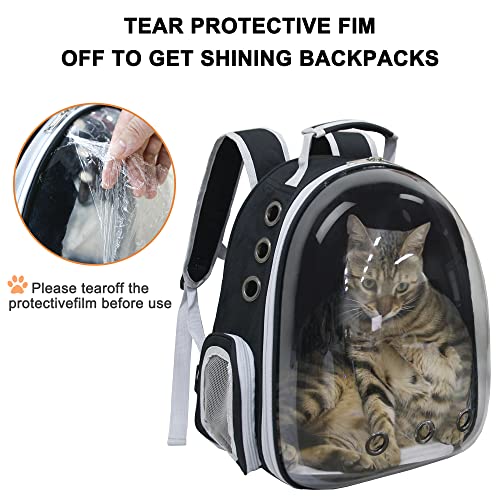 Cat Backpack, Airline Approved Bubble Carrying Bag for Small Medium Dogs Cats, Space Capsule Pet Carrier Dog Hiking Backpack Travel Carrier(Black) - color: Black