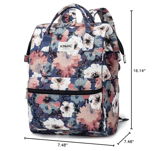 Kinmac Waterproof Laptop Backpack For Laptop Up to 15.6 Inch Men Women Travel Outdoor Backpack (Camellia) - color: Camellia（open Wide）