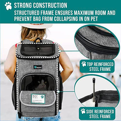 PetAmi Dog Backpack Carrier, Airline Approved 4-Way Entry Cat Backpack Carrier, Ventilated Mesh, Collapsible Pet Carrier for Small Puppy, Kitten, Hiking, Travel Car, Vet, up to 18 lbs, Heather Gray - color: Heather Gray