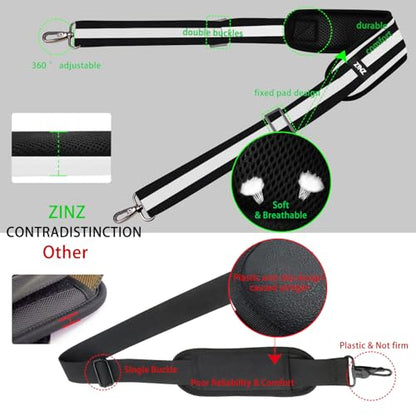ZINZ 79 inch Shoulder Strap, Extra-thick Fixed Cushion Pad and Dual Clasps Universal Replacement Strap with Metal Swivel Hooks for Laptop Bags, Luggage Bags, Camera, Crossbody(Stripes-BkWBk) - color: Stripes-bkwbk