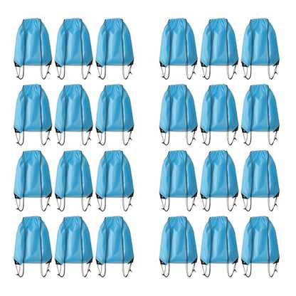 Drawstring Backpack Bulk 24Pcs Draw String Backpack Bags DIY Gym Sports Traveling Yoga Cinch Bag Sackpack Drawstring(sky blue light blue) - color: Skyblue