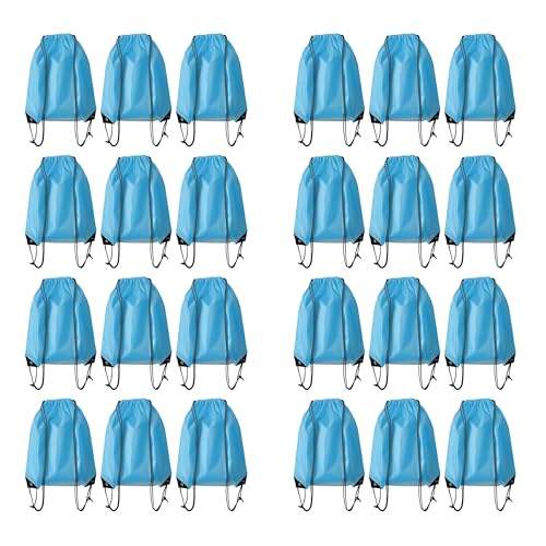 Drawstring Backpack Bulk 24Pcs Draw String Backpack Bags DIY Gym Sports Traveling Yoga Cinch Bag Sackpack Drawstring(sky blue light blue) - color: Skyblue