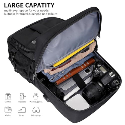 WITZMAN Carry on Travel Backpack for Men Women Laptop Backpack with USB Charging Port Airline Approved(B683 Classic Black) - color: Classic Black