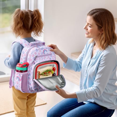 mibasies Toddler Backpacks for Girls 2-4: Little Kid Bookbag for Preschool Prek Daycare - Rainbow Purple - color: Rainbow Purple, style: Toddler-12"h(not Fit Folder)
