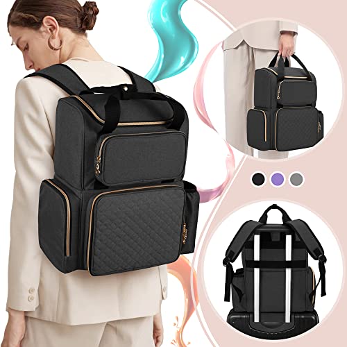 LUXJA Nail Polish Organizer (Backpack Version) Holds 70 Bottles and a Nail Lamp, Travel Nail Bag with 2 Removable Cases and Tools Storage Pockets (Patent Pending), Black - color: Black