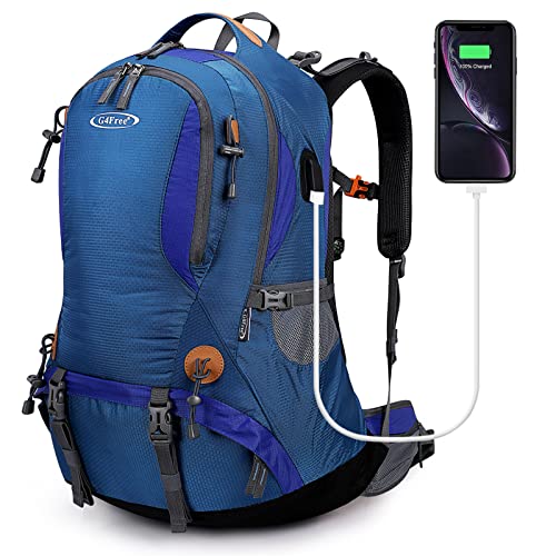 G4Free 50L Hiking Backpack Waterproof Daypack Outdoor Camping Climbing Backpack with Rain Cover for Men Women - color: Blue01