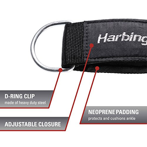 Harbinger Ankle Cuff: Premium Adjustable Support for Strength Training, Cable Machines, and Resistance Workouts – Enhance Comfort and Performance - size: 2 Inch