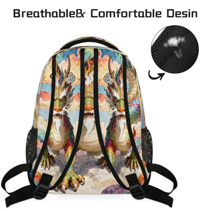 Dragon Kids Backpack for Girl Boy Waterproof Kids Back Pack | Animal Rainbow School Bookbag Women Men Lightweight Rucksack Casual Daypack Carry On Bag for Work Hiking Camping Gym Travel - color: Animal Dragon Rainbow