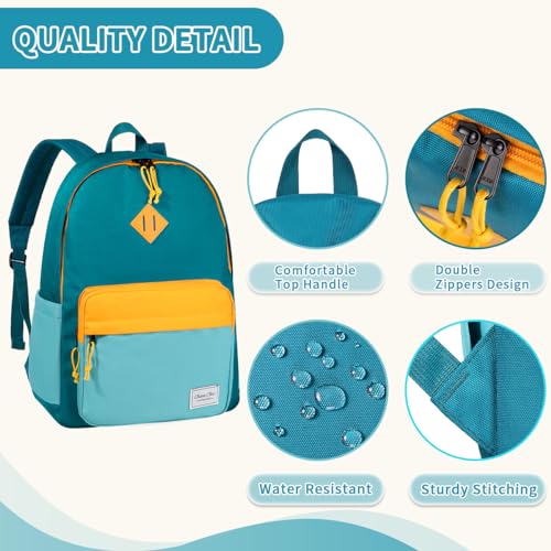 Chase Chic Kids Backpack for Boys - 17 inch School Backpacks for Toddler Girls Fits 6 to 12 Years Old - Lightweight Water Resistant Preschool Bookbag for Travel Daycare (Green Blue) - color: Green&blue