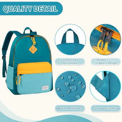 Chase Chic Kids Backpack for Boys - 17 inch School Backpacks for Toddler Girls Fits 6 to 12 Years Old - Lightweight Water Resistant Preschool Bookbag for Travel Daycare (Green Blue) - color: Green&blue