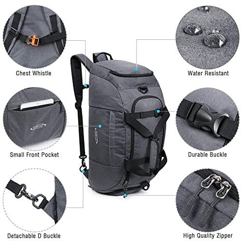 G4Free 40L 3-Way Duffle Bag Backpack Gym Bag for Men Women Sports Duffel Bag with Shoe Compartment Travel Backpack Luggage - color: Snow Ni-Grey