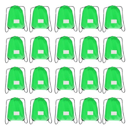 Drawstring Backpack Bulk 20 Pcs Draw String Bags DIY Gym Sports Traveling Yoga Cinch Bag Sackpack Drawstring Memo Card (green) - color: Green