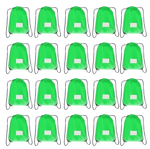 Drawstring Backpack Bulk 20 Pcs Draw String Bags DIY Gym Sports Traveling Yoga Cinch Bag Sackpack Drawstring Memo Card (green) - color: Green