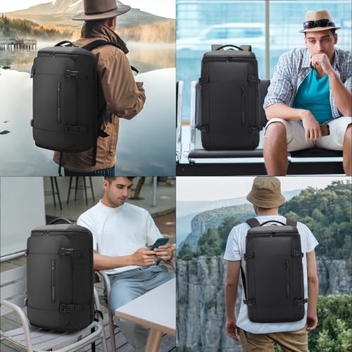 BANGE 40L Travel Backpack with Shoe Compartment, Large Capacity Weekender Bag Daypack Fits 17.3 Inch Laptop, Carry-on Luggage Backpack with Water Bottle Holder for Traveling, Hiking, Business - color: Black