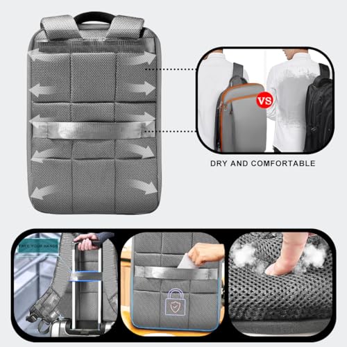 ZINZ Slim and Expandable 15 15.6 16 Inch Laptop Backpack Anti Theft Business Travel Notebook Bag with USB, Multipurpose Large Capacity Daypack for Men & Women,G01OG01 - color: G01og01