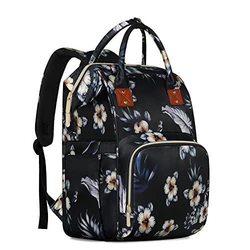 Femuar Diaper Bag Backpack Multifunction Maternity Diaper Bag for Baby Girls & Boys Large Capacity Travel Nappy Bags - color: Hibiscus