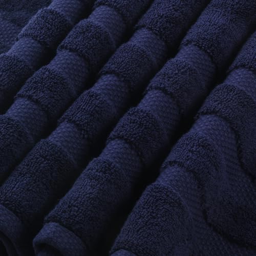 SOFE H&L | Olea Luxury Turkish Cotton Hand Towels Set of 4 Navy | Premium, Soft, Durable, Absorbent | Hotel Quality Plush Towels and Thick Towel Sets - color: Navy, size: Set of 4 (4 Hand Towels)