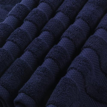 SOFE H&L | Olea Luxury Turkish Cotton Hand Towels Set of 4 Navy | Premium, Soft, Durable, Absorbent | Hotel Quality Plush Towels and Thick Towel Sets - color: Navy, size: Set of 4 (4 Hand Towels)