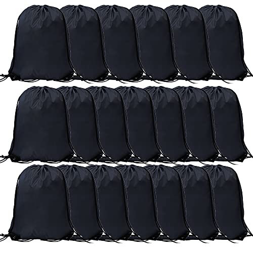 CODOBON 20 Pcs Drawstring Bags, Bulk Draw String Backpack, Cinch Polyester Bag for Gym Sport, Black - color: Black