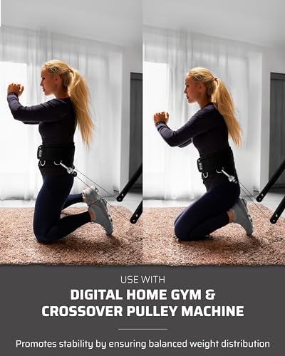 THEFITGUY Multi-Attachment Belt for Cable Machine and Smart Home Gym Squats and Hip Thrusts, 5 Attachment Points for Optimal Weight Distribution, 2 Straps (40” & 27”) and 3 Metal Snap Hooks Included