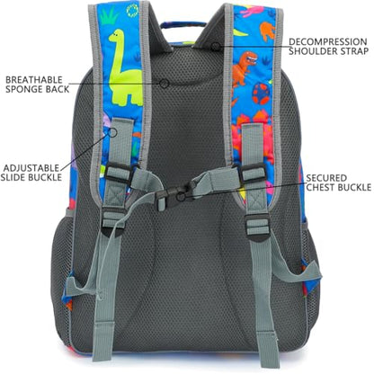 FlowFly Kids Backpack for Toddler Boys Girls, Simple Lightweight Bookbag for Daycare Kindergarten Elementary School Travel, Small Modern Bag (Large), Dinosaur - color: Dinosaur, style: Kids Large: 17l