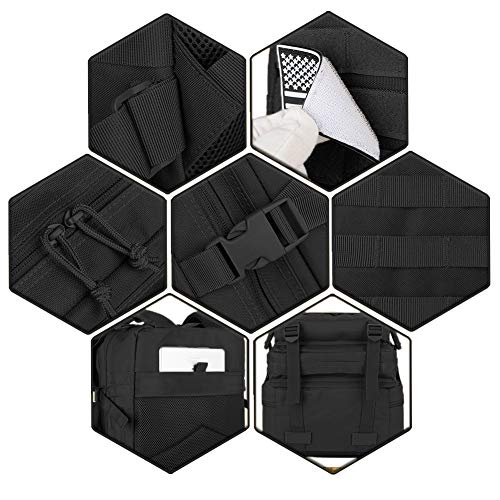 QT&QY 45L Military Tactical Backpacks Molle Army Assault Pack 3 Day Bug Out Bag Hiking Treeking Rucksack… - color: 1.1 Black
