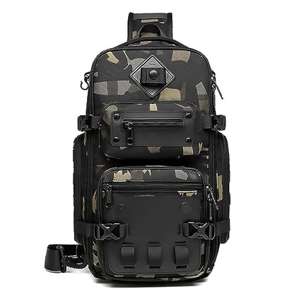 OZUKO Tactical Backpack Chest Sling Bags for Men, Waterproof Crossbody Shoulder Daypack for Outdoor Walking Hiking Trekking (Camo) - color: Camo