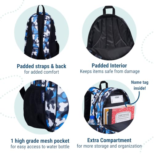 Wildkin 15 Inch Backpack for Kids, Blue Camo - color: Blue Camo, size: 15 Inch