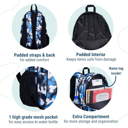 Wildkin 15 Inch Backpack for Kids, Blue Camo - color: Blue Camo, size: 15 Inch