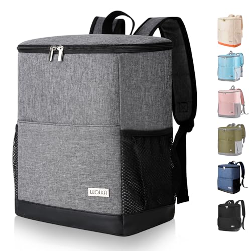 Insulated Cooler Backpack Outdoor - Leak Proof Backpack Cooler 30 Cans, Waterproof Lightweight Cooler Bag for 12h Hot/Cold Retention - Soft Cooler for Travel, Camping, Beach, Lunch - color: Cool-Gray