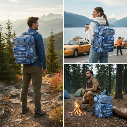 45L Military Tactical Backpack for Men & Women Bug Out Bag Assault pack Molle Daypack Hiking Trekking Rucksack(Navy Digital) - color: Navy Digital