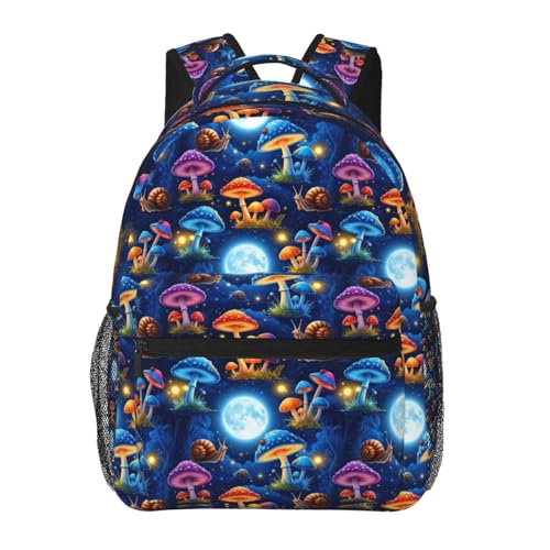 Multi Purpose Gym Backpack Trippy Moon Mushroom Art, Casual Daypack with Inner Pocket and Mesh Side Pockets for Sports and Weekend Trips - color: Pattern (4)