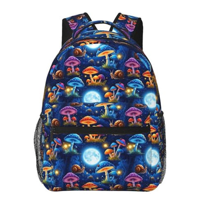 Multi Purpose Gym Backpack Trippy Moon Mushroom Art, Casual Daypack with Inner Pocket and Mesh Side Pockets for Sports and Weekend Trips - color: Pattern (4)