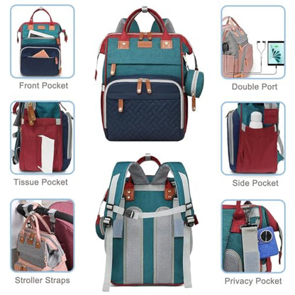 SHITIESHOU Diaper Bag Backpack Baby Bag for Mom Dad with Changing Pad, 19 Pockets, Large Waterproof Travel Baby Girl Boy Toddle Diaper Bag with Insulated Pocket, Baby Shower Gifts, Colorful - color: A Colorful
