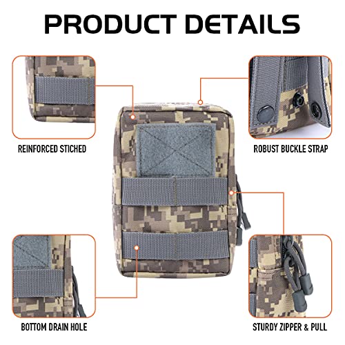 3 Pack Molle Pouch Combo Water Bottle Pouch Holder Tactical Molle Pouches Compact Utility Waist Bag Pack - color: Combo A:ACU