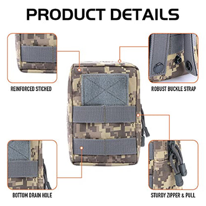 3 Pack Molle Pouch Combo Water Bottle Pouch Holder Tactical Molle Pouches Compact Utility Waist Bag Pack - color: Combo A:ACU