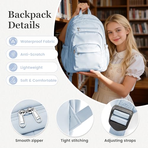 College Backpack For Women Men,Lightweight High School Bag,School Backpack With Lots Of Pockets,Cute Bookbag For Teens Boys Girls,Casual Daypack Backpack For School(Blue) - color: A4-blue