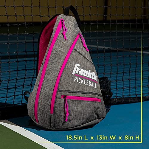 Franklin Sports Pickleball Bags - Sling Bag Backpack for Gear + Equipment - Men + Women - Holds Paddles, Balls + Accessories - color: Gray/Pink